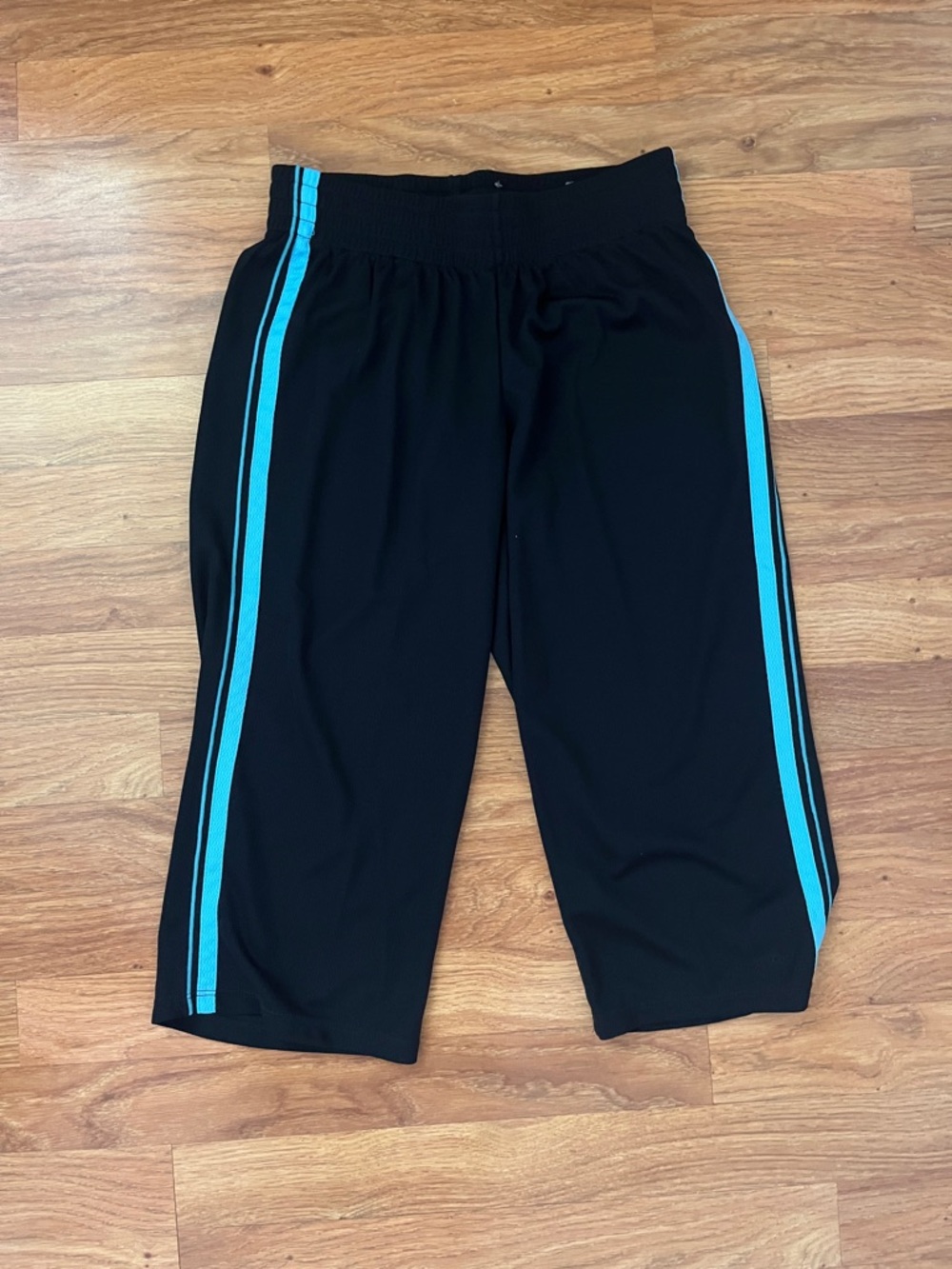 Women’s Black Capri Pants with Teal Side Stripe